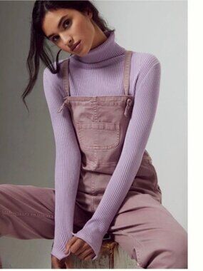 Anthropologie Pilcro Relaxed Everyday Overalls Mauve Lavender Cotton Large